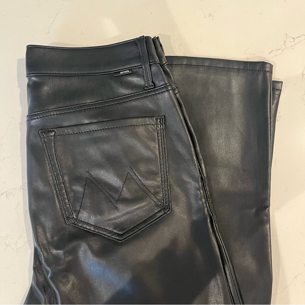 MOTHER The Insider Ankle-Crop Faux Leather Pants